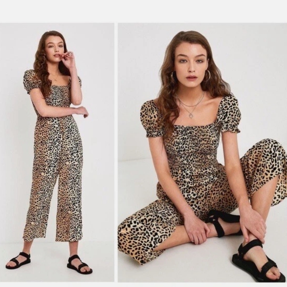 Faithful The Brand Della Leopard Print Jumpsuit Size 4
